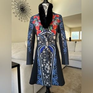 Clover Canyon Dress Long Sleeves XS 
Printed Black, Blue, and Red